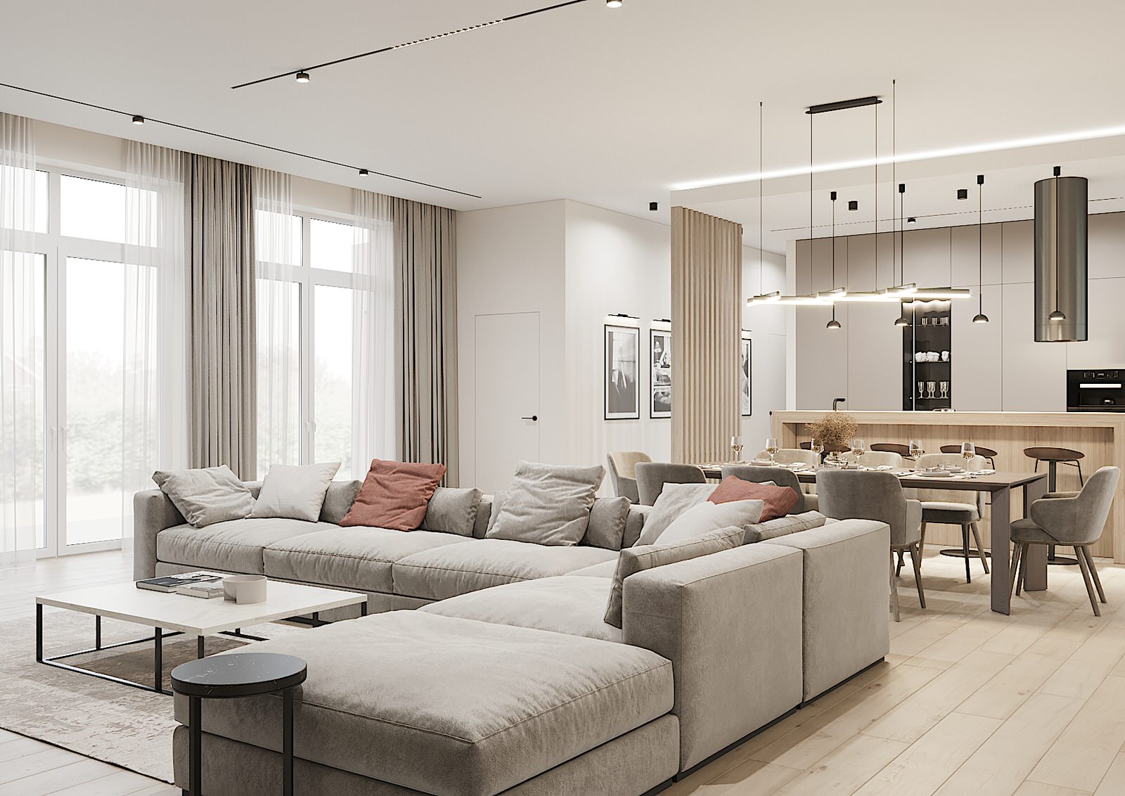 Кухня-гостиная 80м2 в частном доме