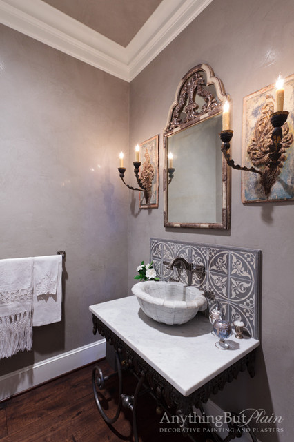 Venetian Plaster Powder Bathroom Mediterranean Powder