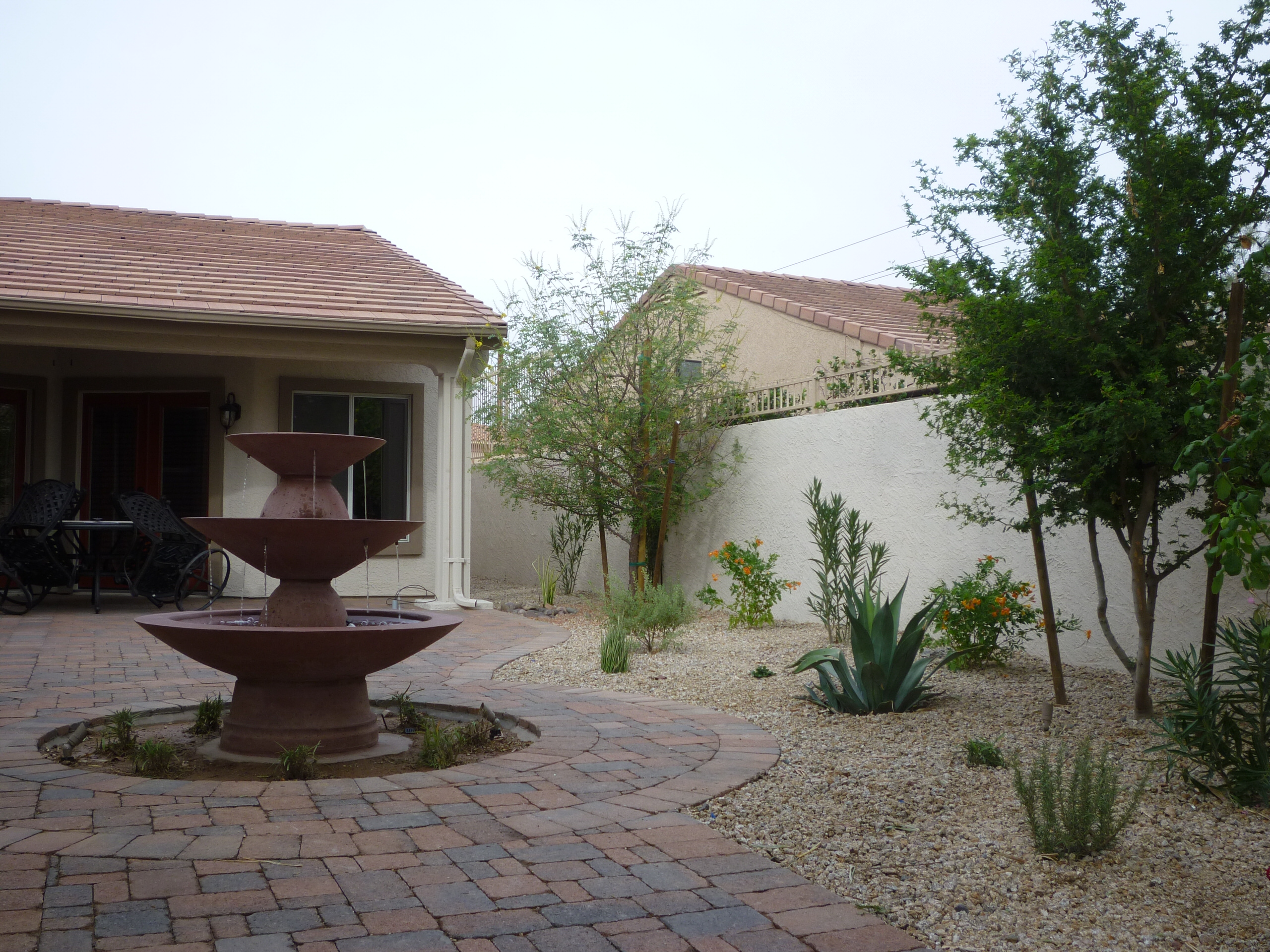 Entry Courtyard with Water Feature & Landscape