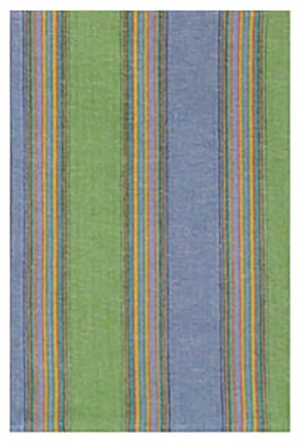 blue and green striped towels