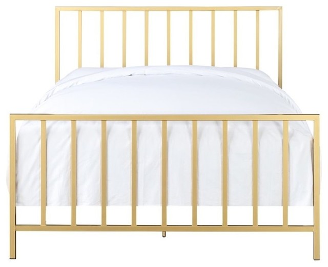 Pulaski Bed Gold Queen Contemporary Panel Beds By Homesquare Pulaski Bed Gold Queen