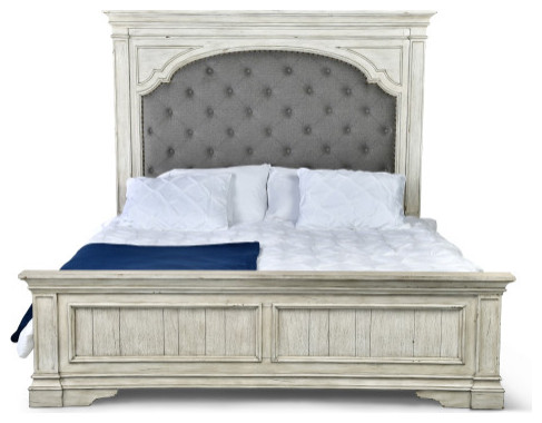 Highland Park Bed, Distressed Rustic Ivory, King