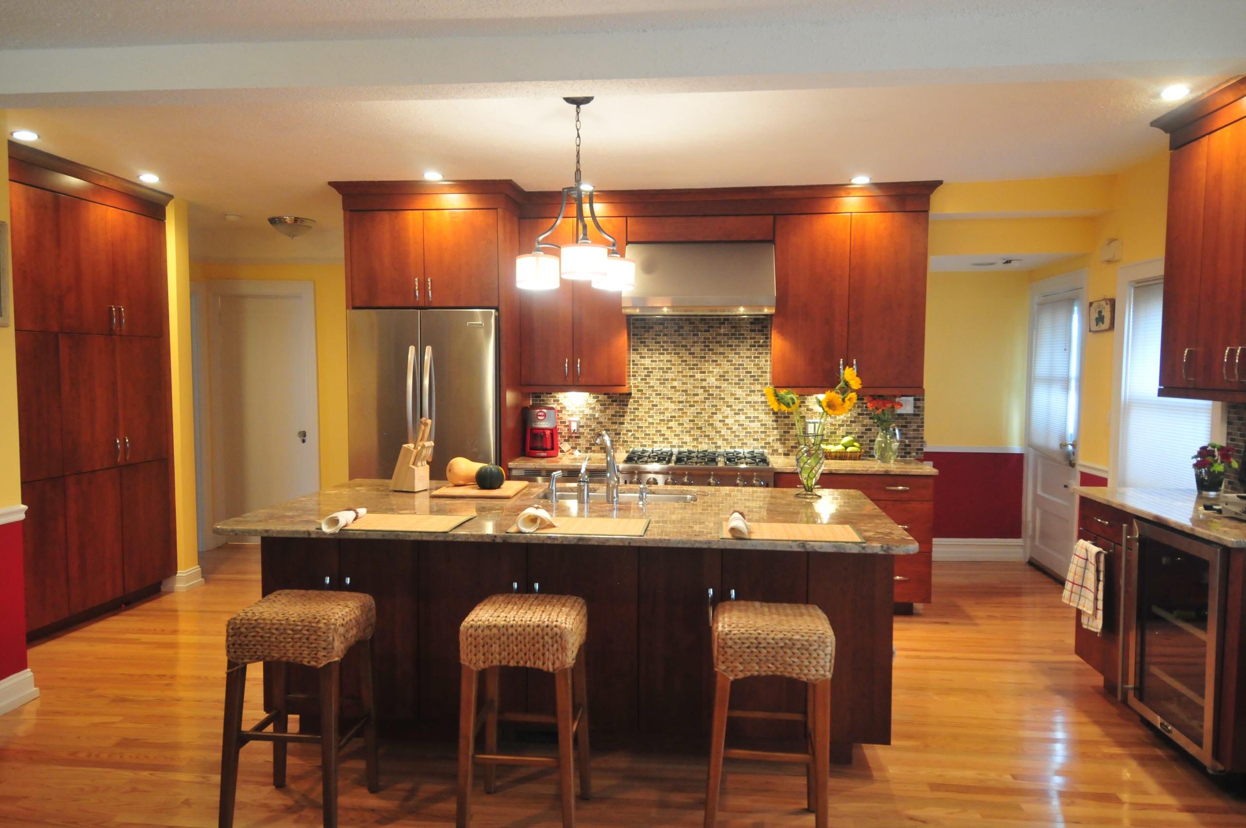 Contemporary Cherry Open Kitchen