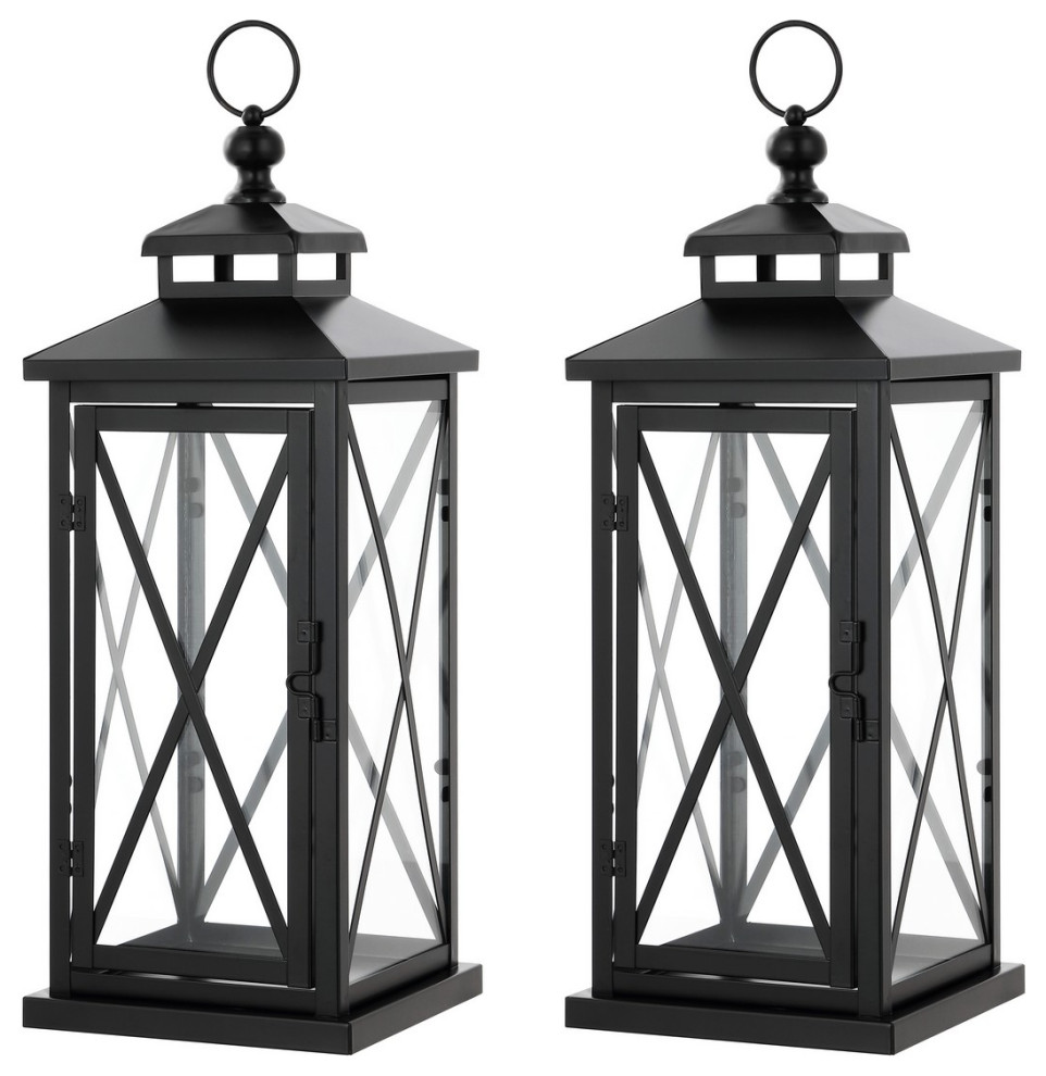 Safavieh Lirio Outdoor Lantern Set of 2 Black/Clear