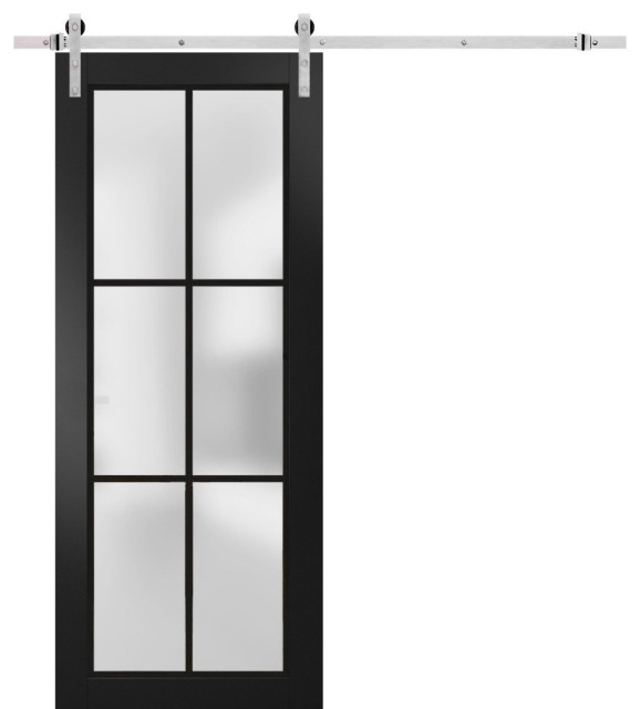 Sturdy Barn Door with Hardware Planum 2122 Matte Black 6.6FT, 42" x