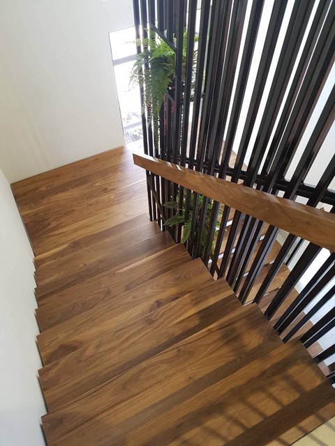 Solid American Black Walnut Stairs contemporary-staircase