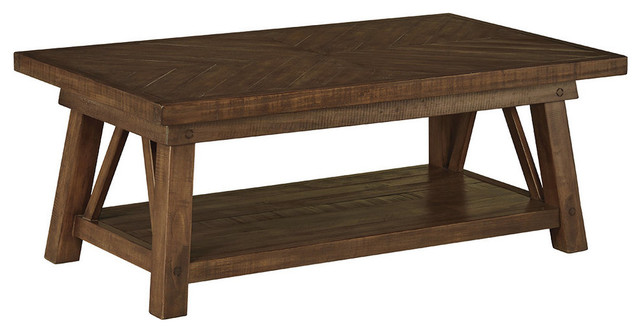 Ashley Don Rectangular Tail Table Rustic Brown Finish Ashley Don Rectangular Tail Table Rustic Brown Finish