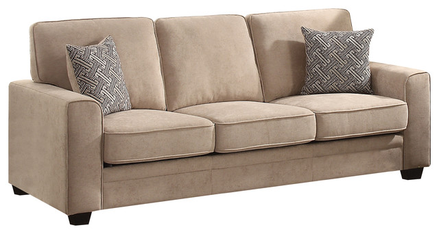 Acme Catherine Khaki Fabric Stationary Sofa with 2 Pillows - Transitional -  Sofas - by Homesquare | Houzz