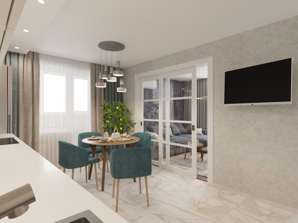 Квартира в оттенках синего для семейной пары