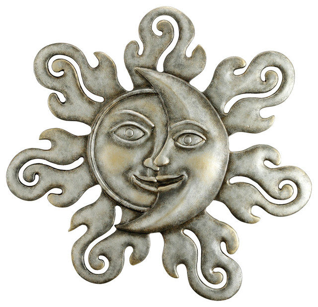 Sun and Moon Half Face Wall Plaque - Contemporary - Metal Wall Art - by SPI