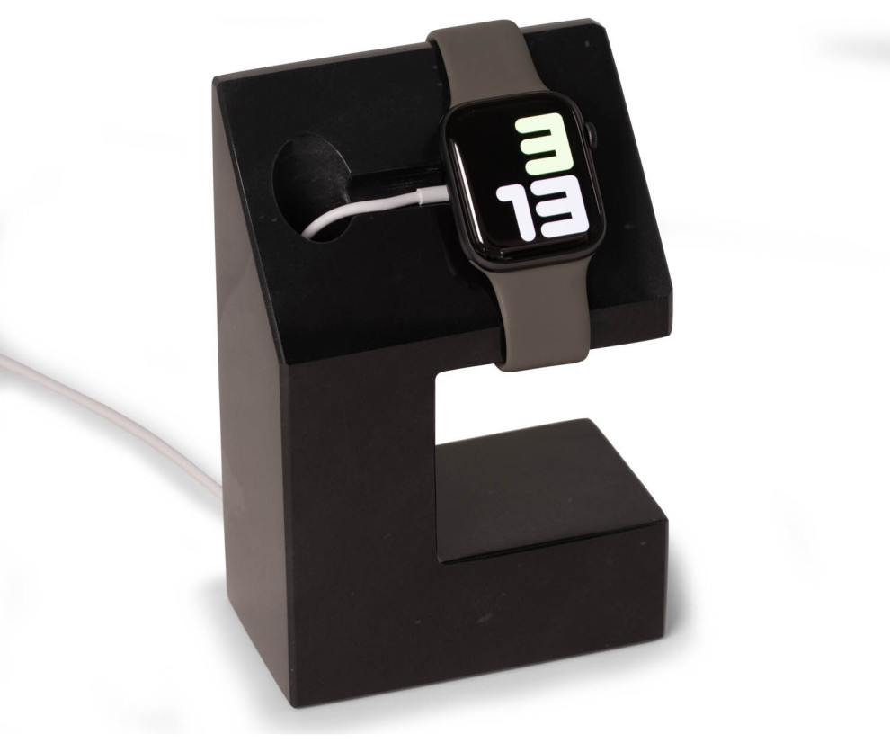 Hand Crafted Genuine Black Marble iWatch Charging Stand