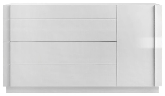 J M Furniture Amora Dresser White Lacquer And Chrome