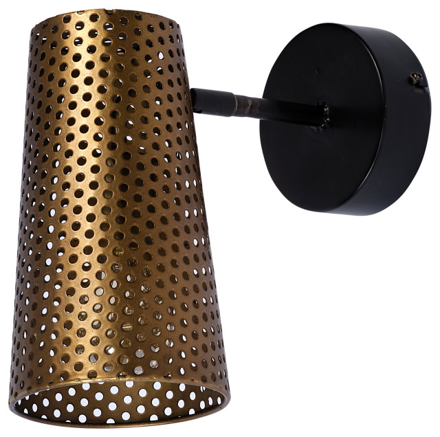 Perforated Metal Wall Sconce, Wesley I