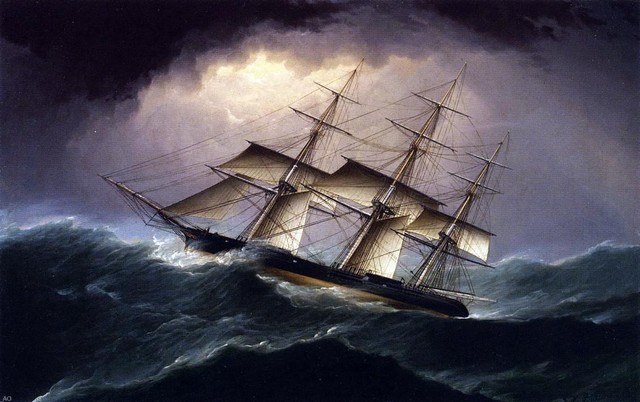 James E Buttersworth Clipper in a Heavy Sea, 16"x24" Premium Archival Print