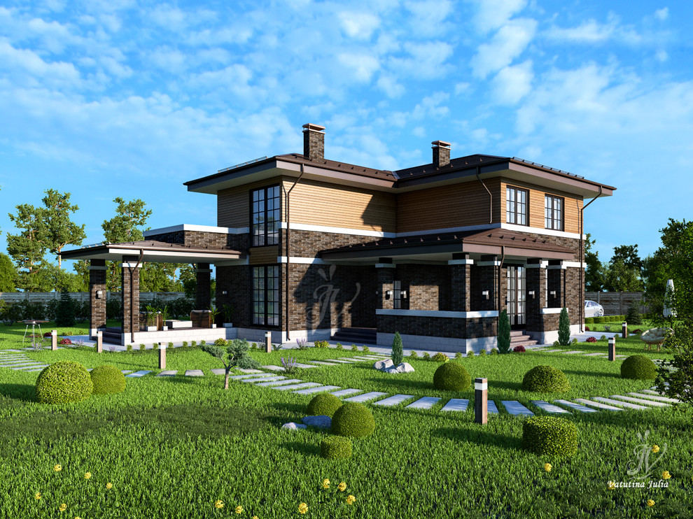 Визуализация дома в стиле Райта