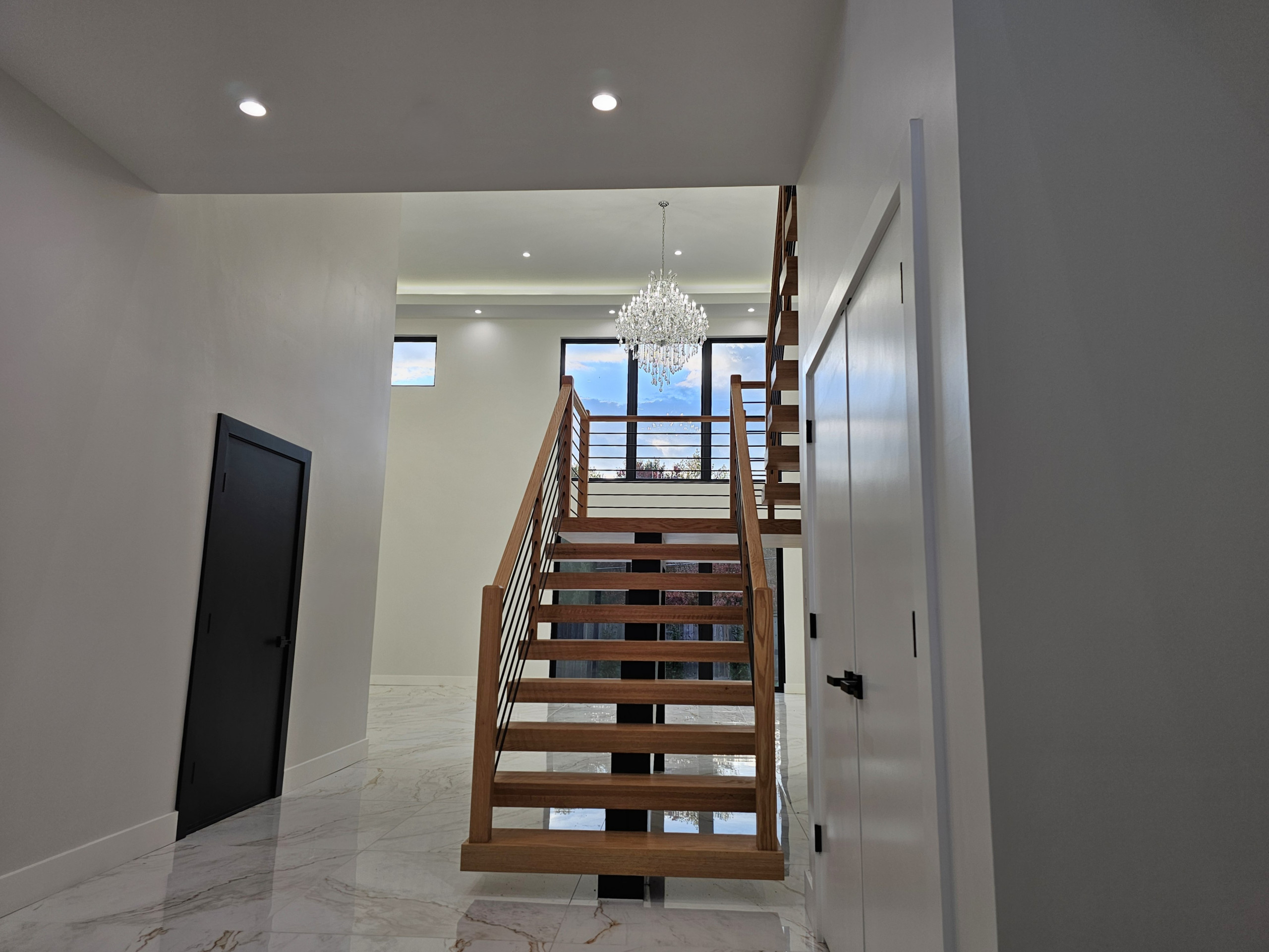 143_Modern Floating Red Oak and Metal Staircase, Sterling, VA