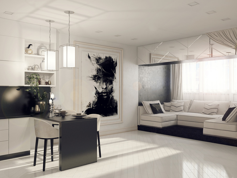 гостиная объединенная с балконом