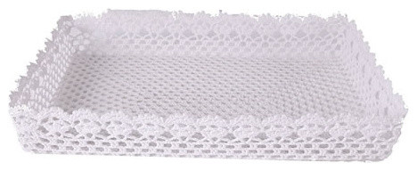 Cotton Resin Lace Tray White 19x13x3"