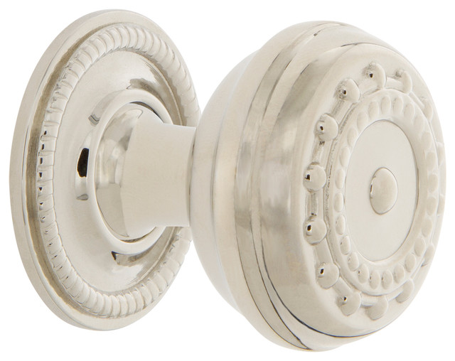 Meadows Brass 1 3/8" Cabinet Knob With Rope Rose, Polished Nickel
