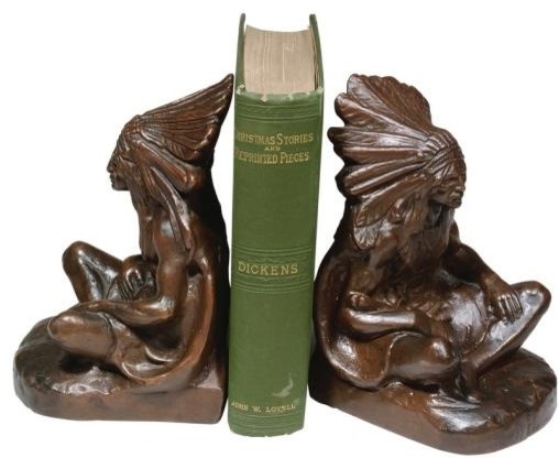 Bookends Statue Indian Chief Double Faced American West Southwestern