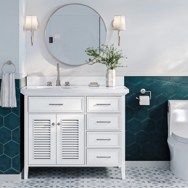 Ariel Kensington 42" Left Offset Bath Vanity Base Only White