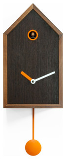 Shop Houzz | Progetti Mr. Orange Dark Wood Wall Clock - Wall Clocks