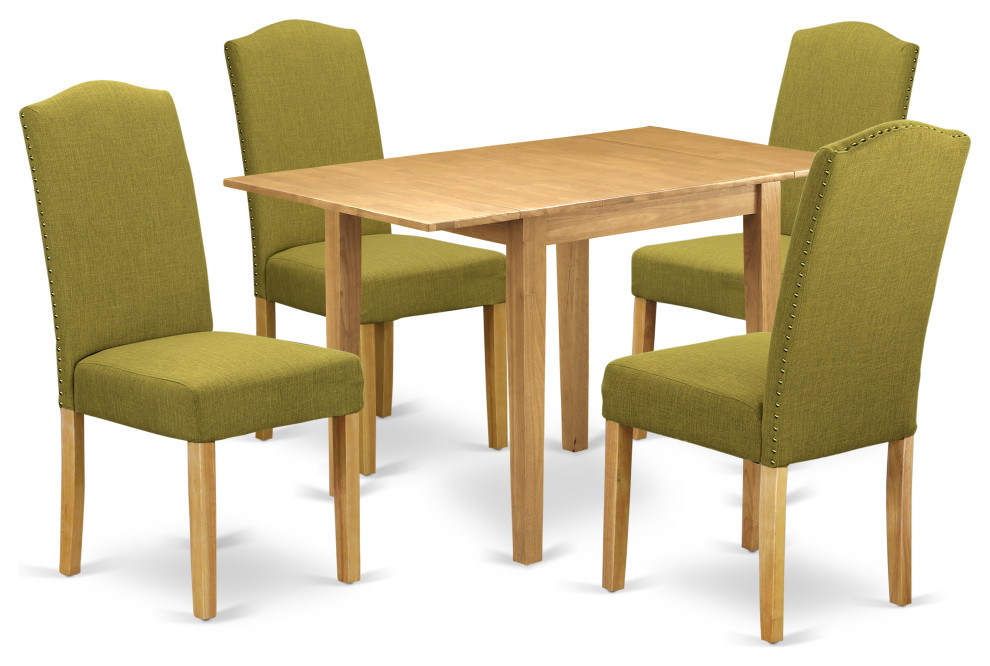 Dining Set 3 Pcs, 2 Chairs, Wooden Table, Oak Finish Wood, Light Pickle