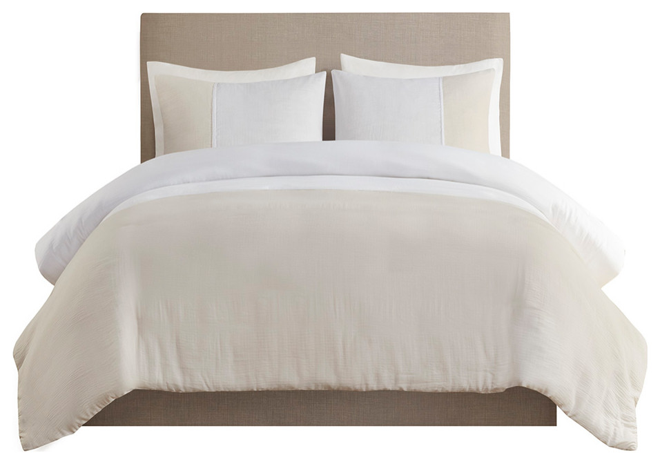 Beautyrest Miro 3 Piece Gauze Oversized Duvet Cover Set, King/Cal King