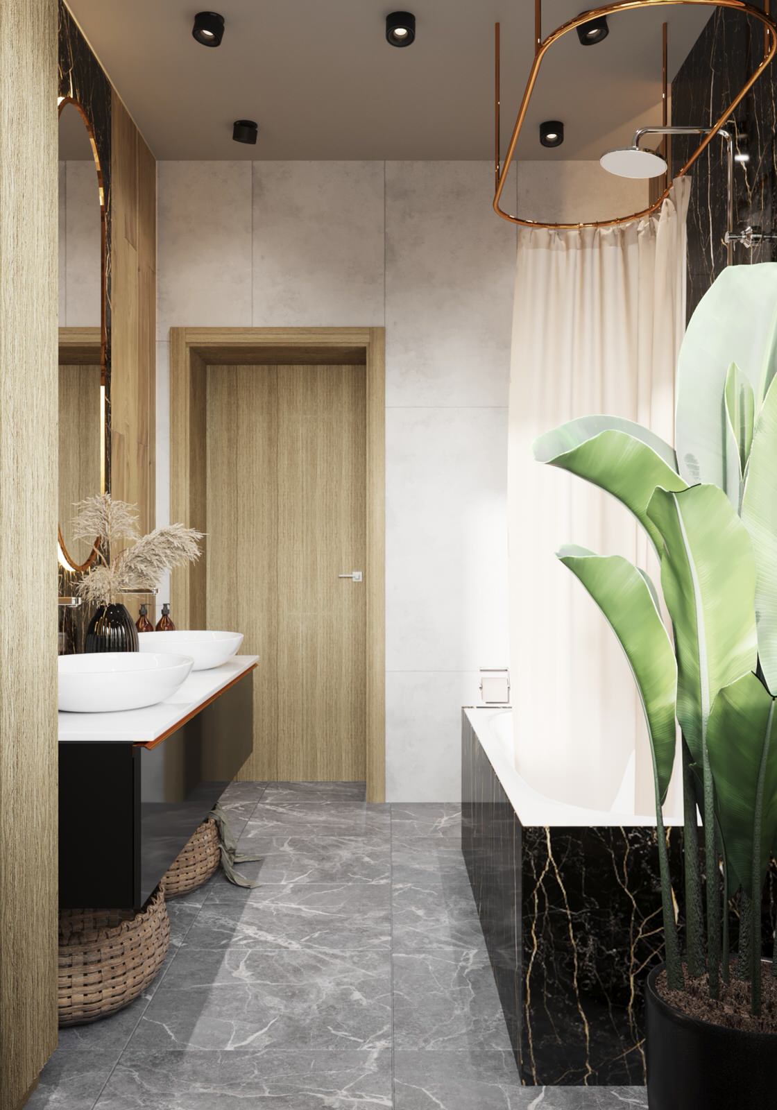 Современная ванная комната с окном