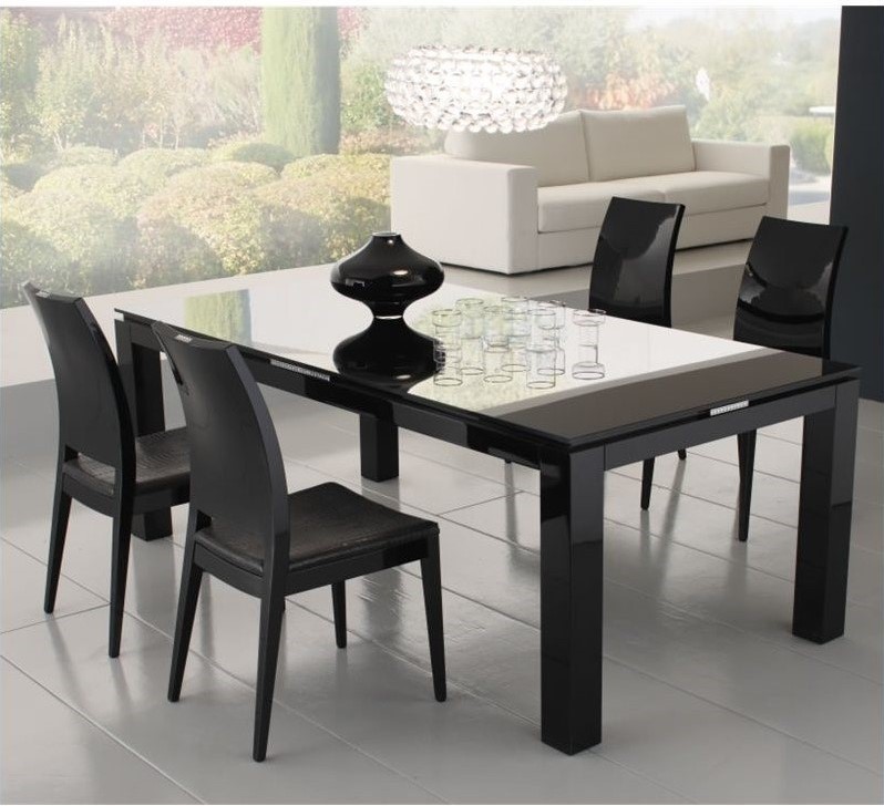 Rossetto Diamond 5-Piece Rectangular Dining Table Set, Black