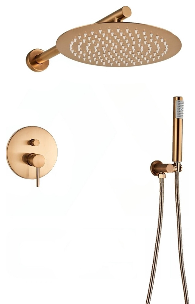 Rose Gold Shower Faucet Rainfall Shower Head Bathroom Shower System