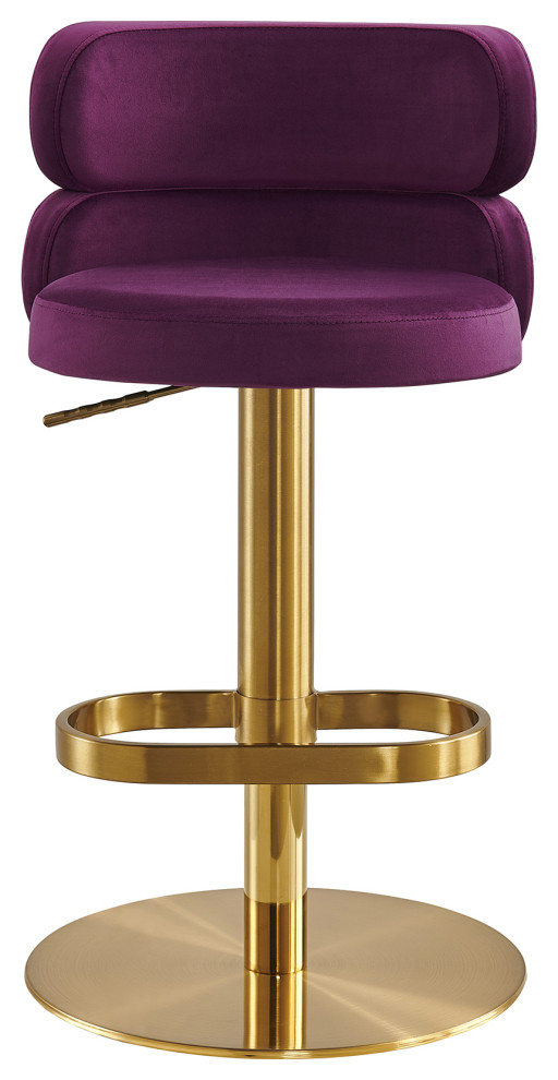 Mid-Century Modern Italian Barstool Height Adjustable & 360-Degree Swivel, Purple
