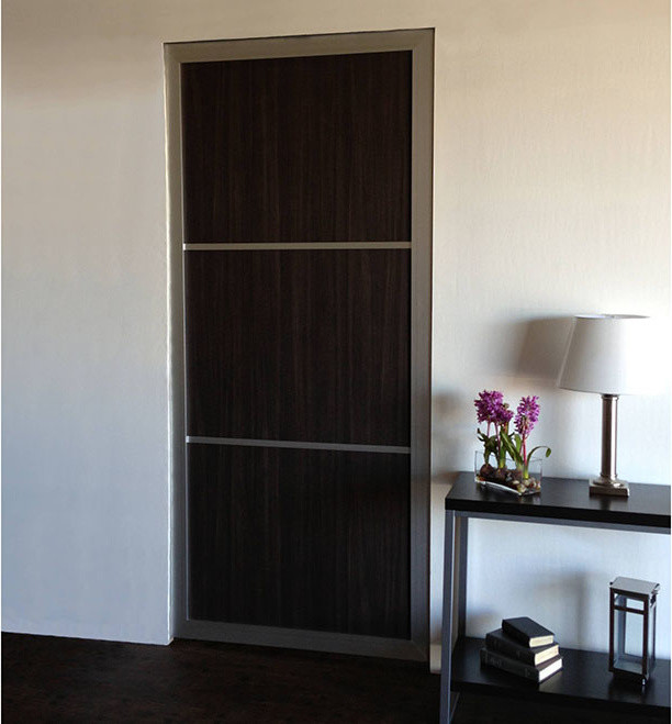 Woodgrains Pocket Doors Modern Powder Room Los Angeles by