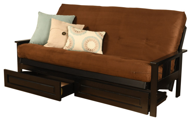 Caleb Frame Futon With Black Finish Storage Drawers