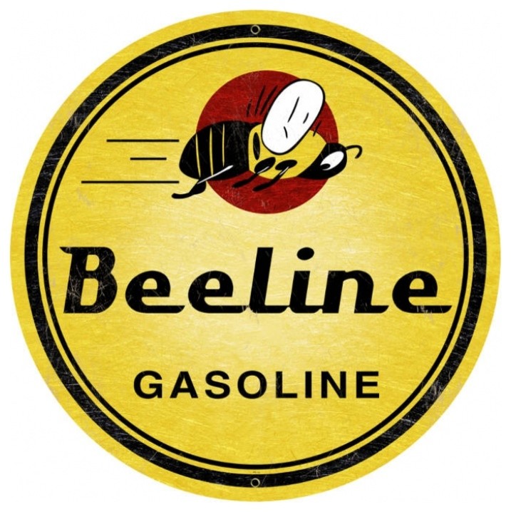 Bee Line Gasoline Super Metal Sign, 28" x 28"