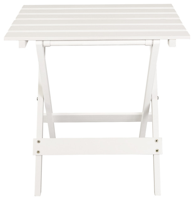 Portable Solid Wood Folding Side Table 2-Piece Set, White