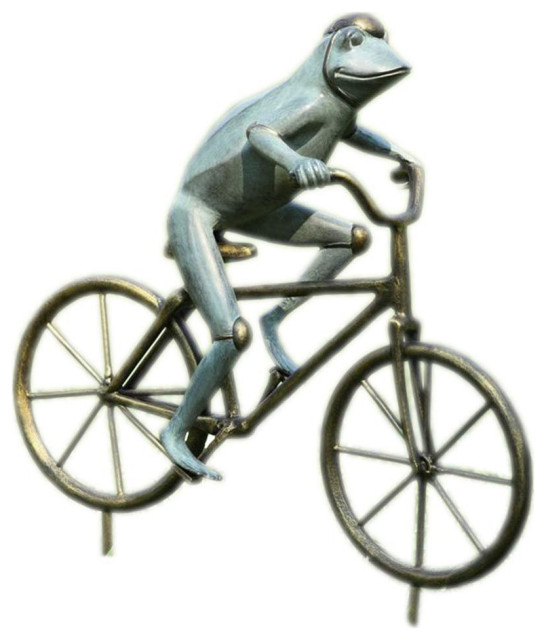 Frog on Bicycle Garden Sculptu - Eclectic - Garden Statues And Yard Art ...