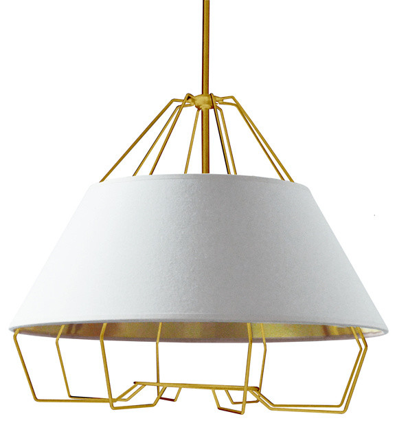 4 Light Gold Pendant With White On Hardback Shade 4 Light Gold Pendant With White On Hardback Shade Contemporary Lighting By Jungle