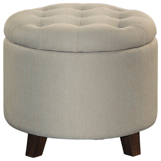 Sey Storage Ottoman Transitional, Small Round Footstool With Storage