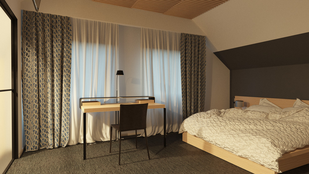 Современный интерьер в срубовом доме