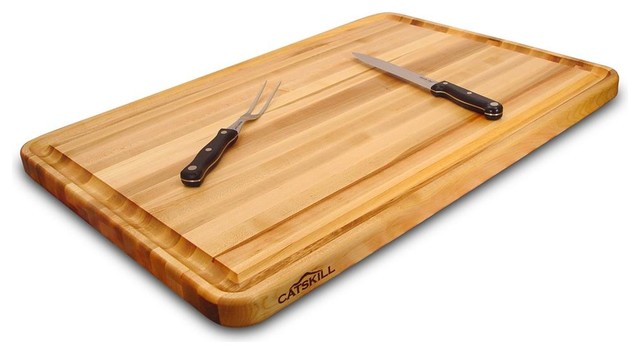 Catskill Craftsmen Reversible Cutting Board With Trench In Wood Reversible Cutting Board With Trench In Wood Contemporary Boards