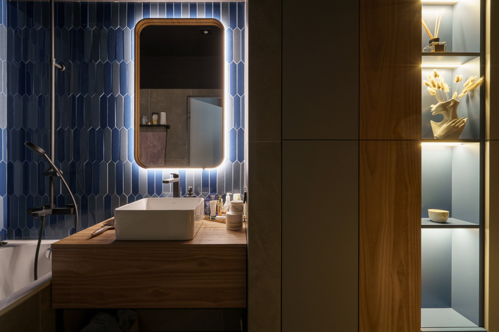 Серая мебель с деревом для всей квартиры