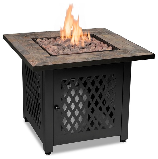 Lp Gas Outdoor Fire Pit With Slate Tile, How To Get More Heat From Gas Fire Pit
