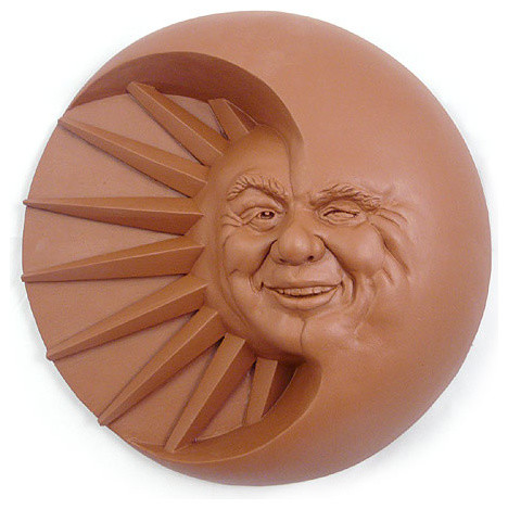 Celestial Smile Sun And Moon Face Cast Stone Wall Plaque Celestial Smile Sun And Moon Face Cast Stone Wall Plaque Traditional Outdoor Art By Modern S
