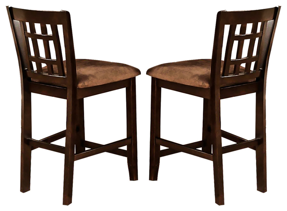 Set of 2 Counter Height Dining Chair, Espresso Transitional Bar