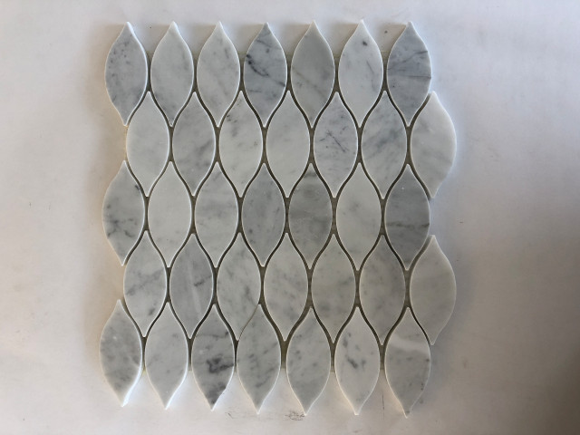 Elongated Teardrop Carrara Waterjet Mosaic - Contemporary - Mosaic Tile