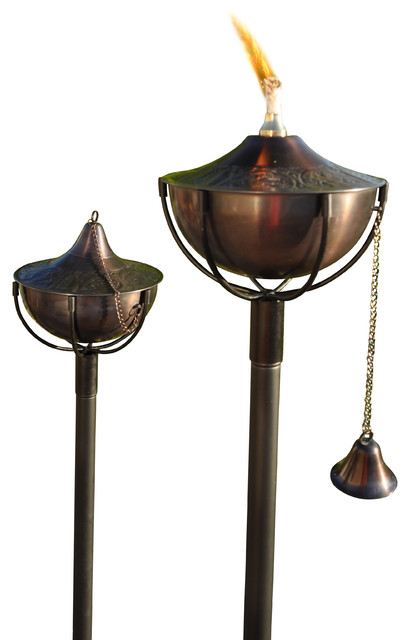 Maui Grande Garden Torches Set Of 2 Brown Patina Transitional Maui Grande Garden Torches Set Of 2 Brown Patina