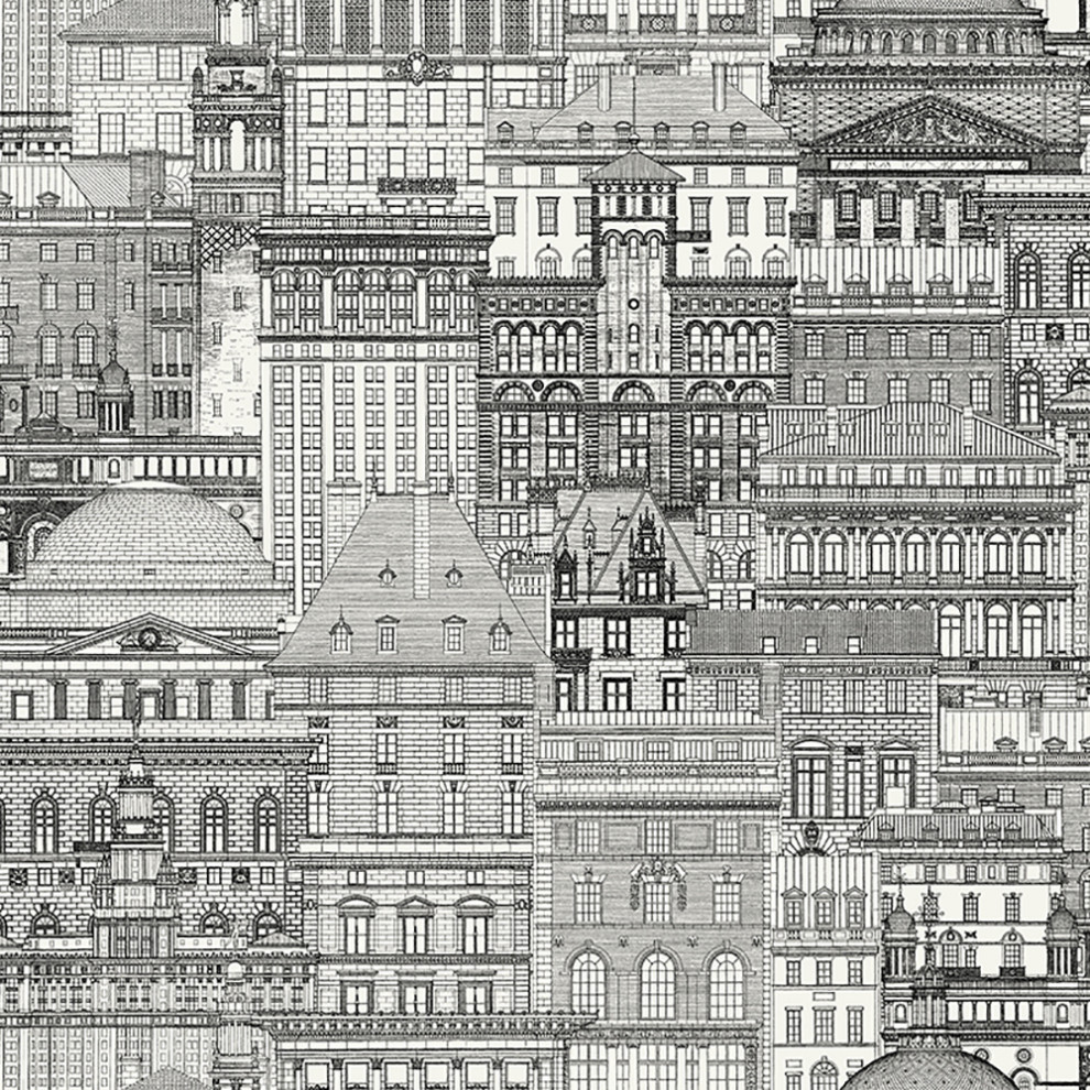 Black and white City Outline 32'x20.8