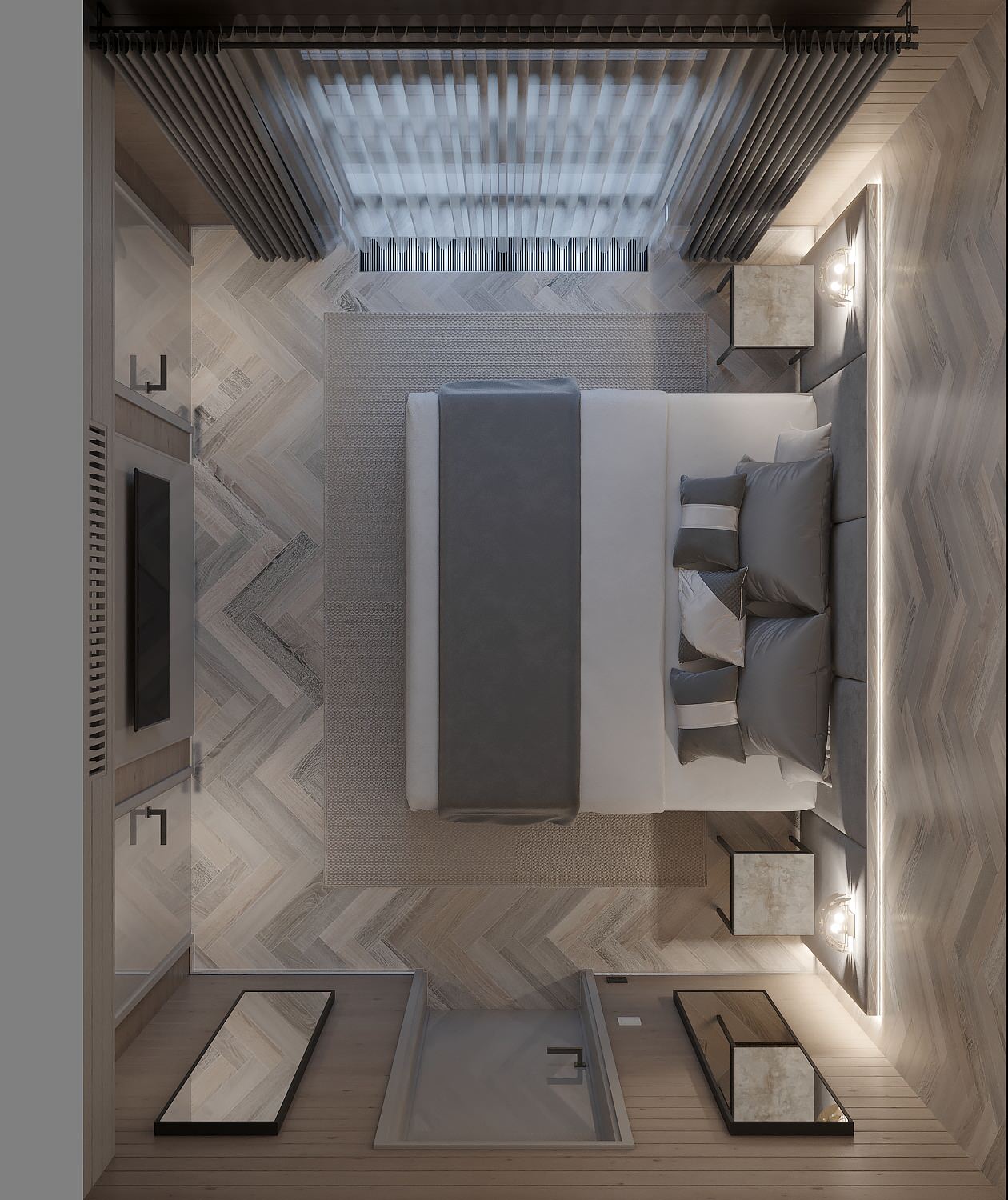 3d-визуализация плана гостевой спальни в проекте загородного дома