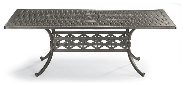 Carlisle Rectangular Cast-top Outdoor Dining Table in Gray Finish, Patio Furnitu